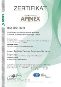Apinex GmbH Zertifikat ISO9001:2008
